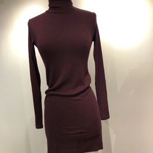 Enza Costa Burgundy Turtleneck Mini Dress